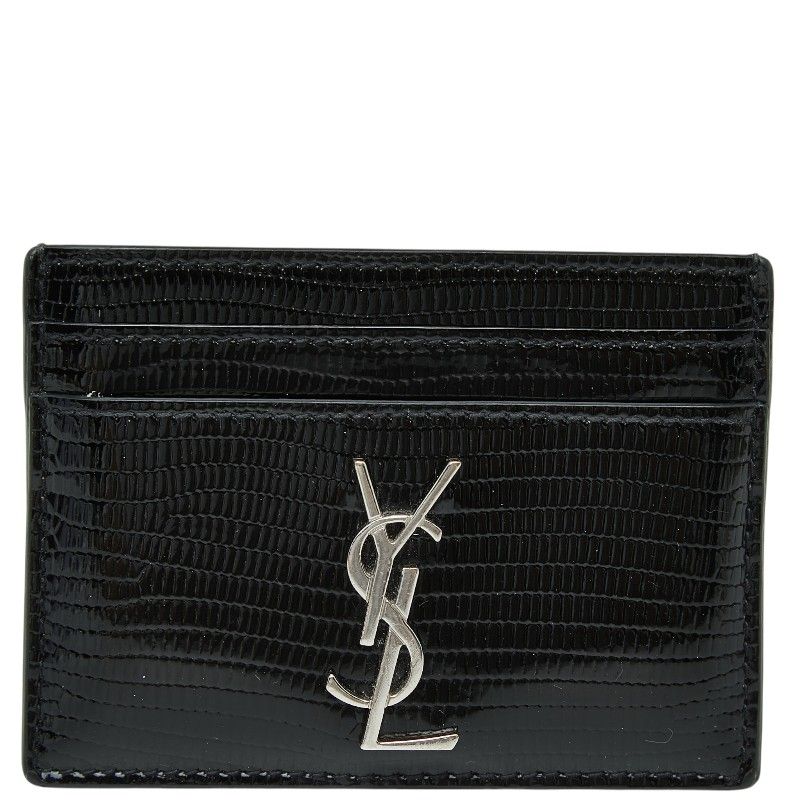 サンローラン 型押し カードケース パスケース 370778 ブラック パテントレザー レディース SAINT LAURENT【1-0271293】