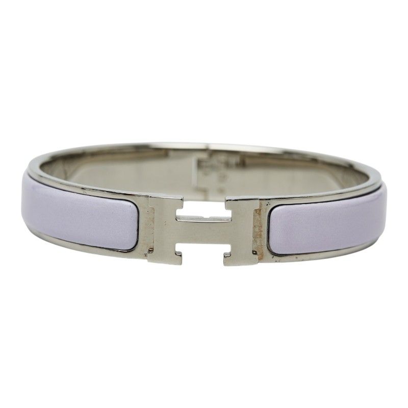 エルメス クリックH GM ブレスレット バングル シルバー パープル系 メタル エナメル レディース HERMES【1-0271387】