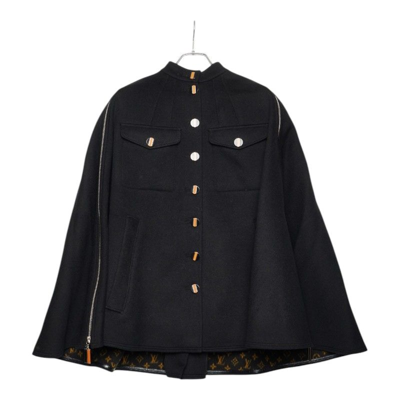 ルイ ヴィトン モノグラム ポンチョ ケープ コート サイズ40 ブラック ウール シルク レーヨン キュプラ レディース LOUIS VUITTON【253-71727】