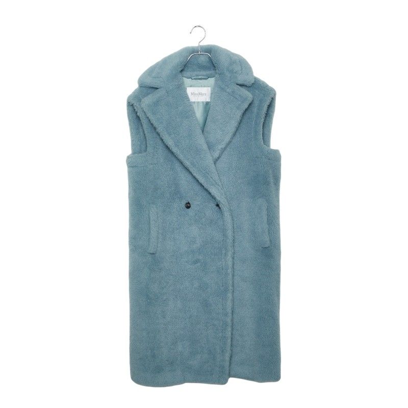 マックスマーラ テディベア ロングベスト ジレ サイズXS ブルー系 アルパカ ウール シルク レディース MAX MARA【253-71728】