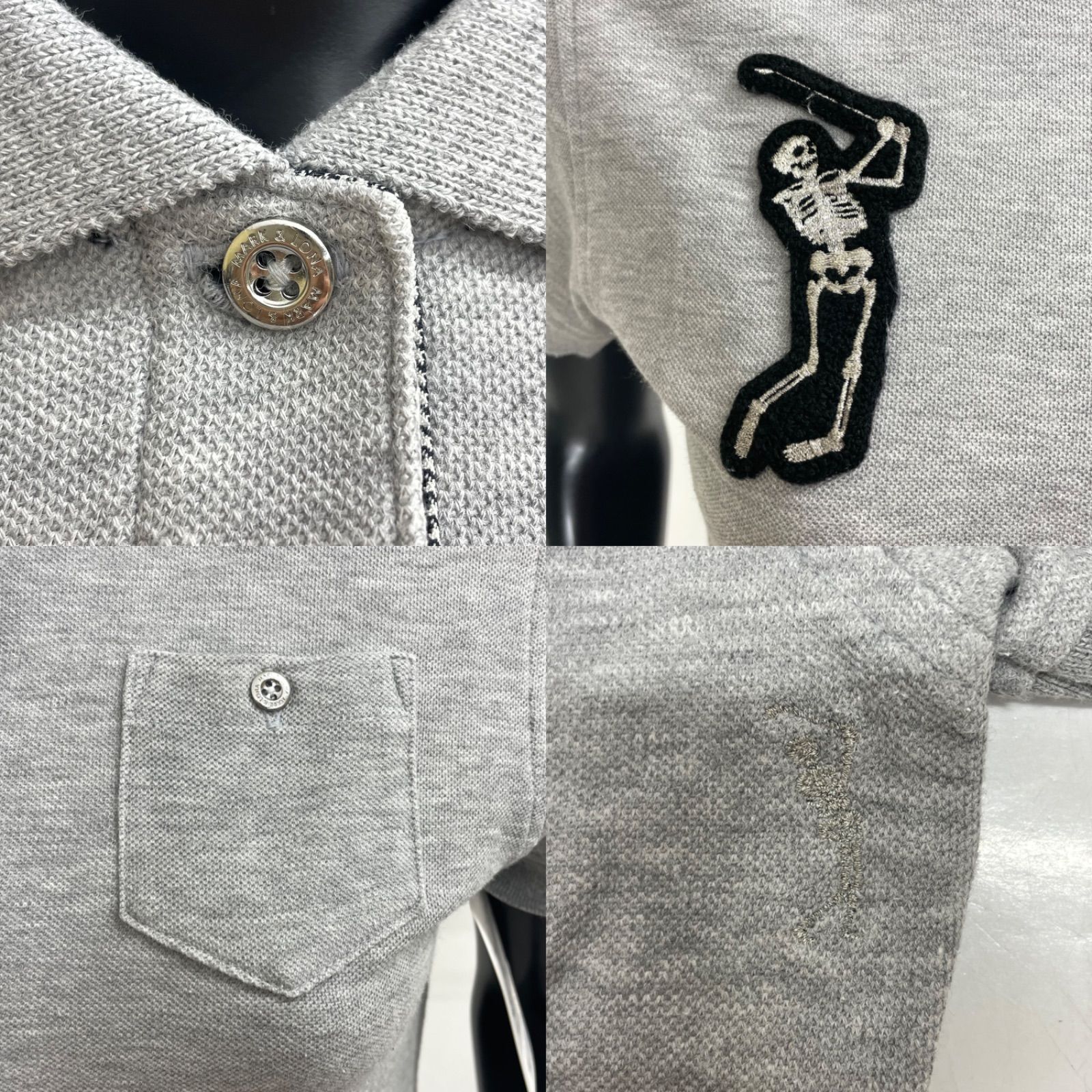 MARK & LONA グレー ポロシャツ USED】MARK&LONA マーク&ロナ 綿 半袖 ポロシャツ ワッペン 胸ポケット