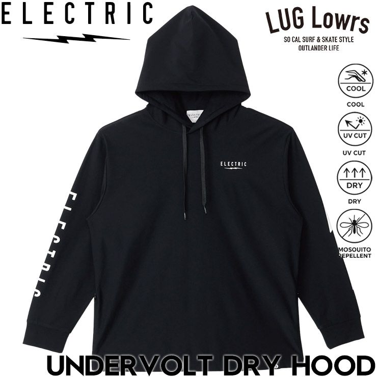 ELECTRIC エレクトリック ラッシュガード メンズ 長袖パーカー ドライフード UVカット 吸水速乾 接触冷感 防蚊加工 UNDERVOLT DRY HOOD BLACK E26SU06 26SP 日本代理店正規品