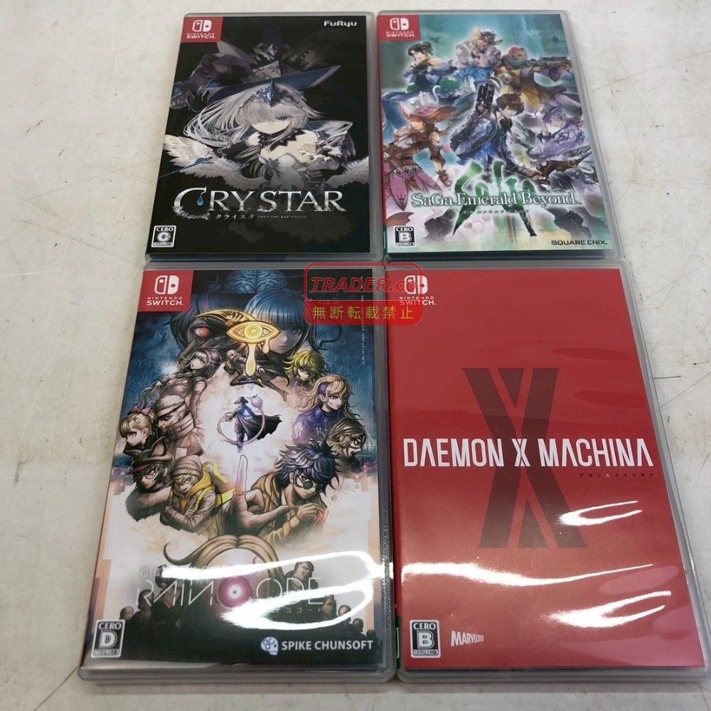 01w-6861 ○ Nintendo Switch ニンテンドースイッチソフト 4点 サガ エメラルド ビヨンド 超探偵事件簿 レインコード CRYSTAR デモンエクスマキナ 動作確認済み ゲームソフト 【中古品】