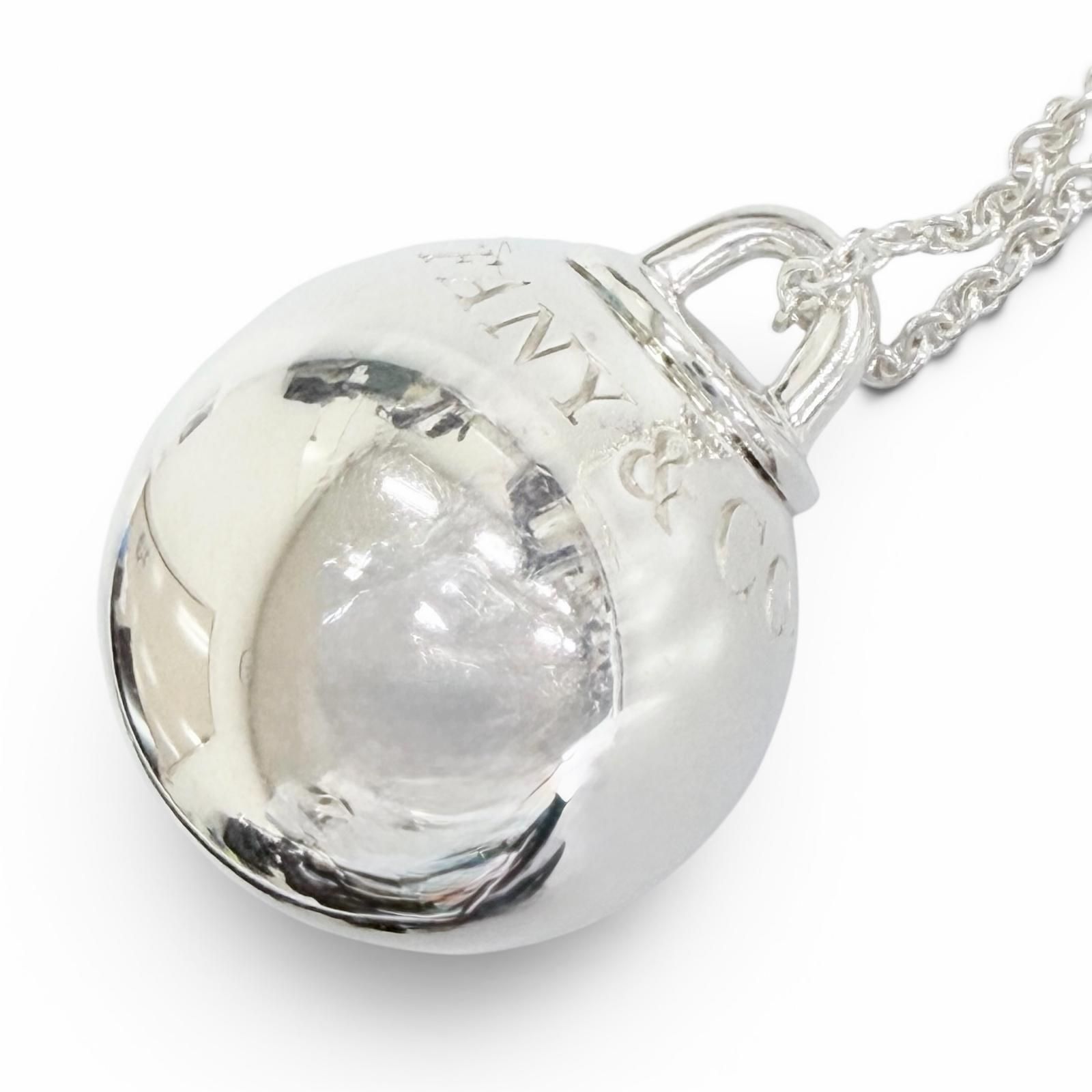 美品△TIFFANY&Co. ティファニー ハードウェア ボール ペンダント ネックレス アクセサリー AG925 直径19mm シルバー 重量14.8g 箱・保存袋付き レディース 定価132,000円
