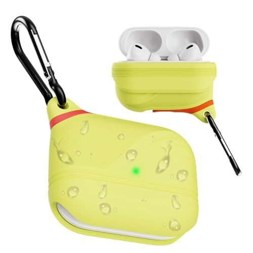 ☆新品☆AirPods Pro 3 (第3世代) 向けの シリコン保護ケース ? 防水・落下防止・テクスチャーデザイン、ワイヤレス充電対応、一体型折りたたみ式、カラビナ付き、滑り止め効果 きいろ 58dcfa8c