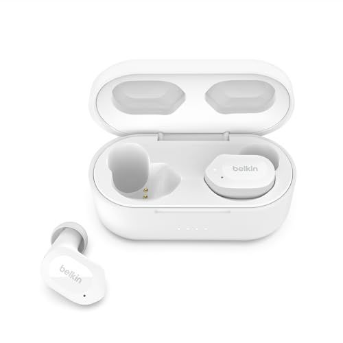 ☆新品☆Belkin SOUNDFORM Play 完全ワイヤレスイヤホン Bluetooth 5.2 6mmドライバー 4マイク通話テクノロジー 通話ノイズリダクション 最大38時間音楽再生 防滴IPX5 クラウドホワイト AUC005bt f20966bb