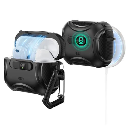 ☆新品☆ESR AirPods Pro3 ケース（2025）MagSafe充電 USB-Cケーブル対応 落下衝撃保護 片手で簡単オープン キズ防止 AirPods Pro 第3世代 エアーポッズプロ3用 Cyberシリーズ ブラック 9c1e89b3