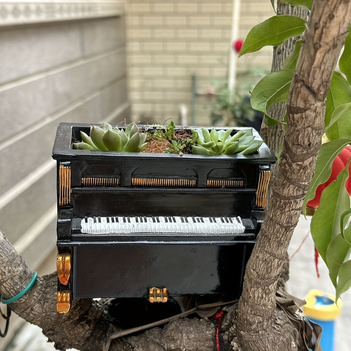 鉢植え 植木鉢 プランター プラントポット フラワーポット ガーデニング 樹脂 屋内 屋外 インテリア 庭 玄関 ピアノ ブラック ホワイト 2種類 多肉植物 サボテン 可愛い ユニークデザイン ミニサイズ
