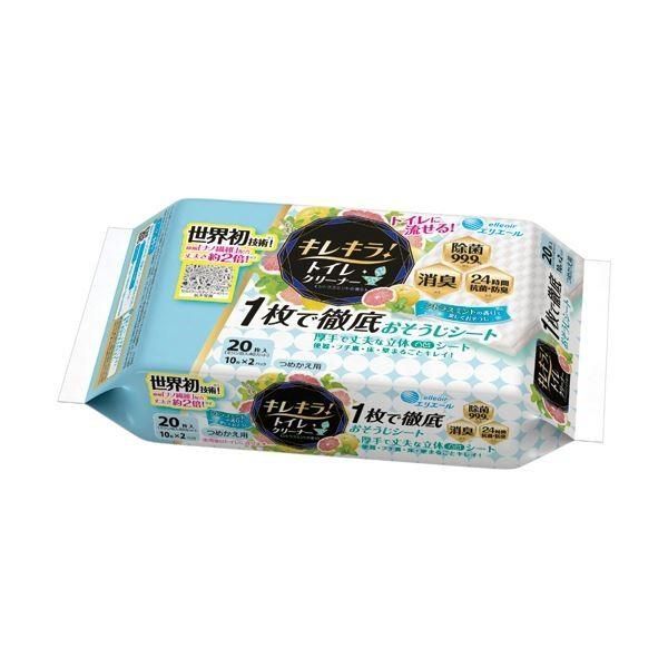 （まとめ）大王製紙 エリエール キレキラ シトラスミントの香り つめかえ用 1パック（20枚）〔×20セット〕