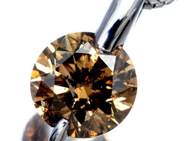 【ジュエリー極】熟成ブラウンカラー！１粒大粒天然ブラウンダイヤモンド1.334ct 高級K18WGペンダントネックレス h8527ur【送料無料】