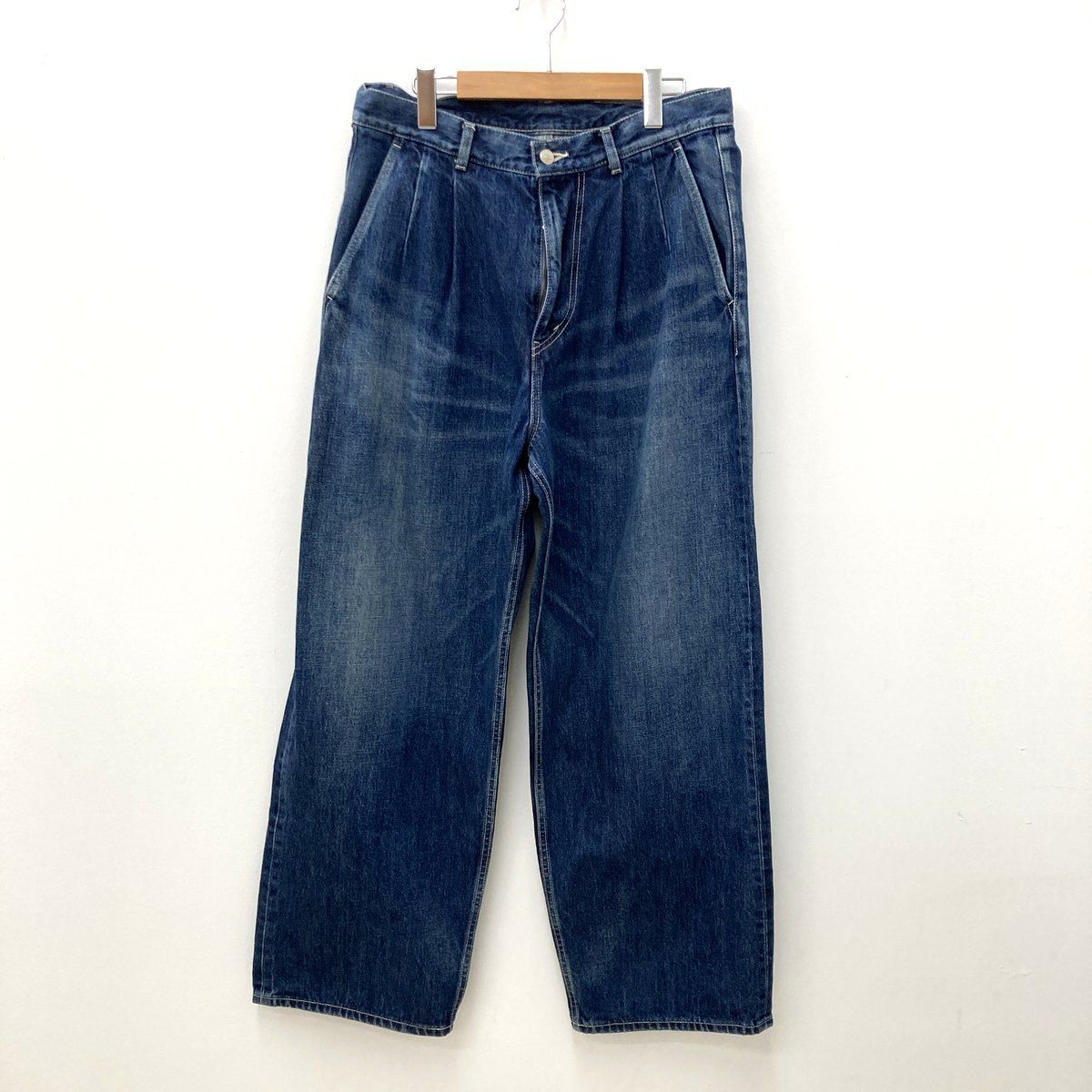Graphpaper グラフペーパー デニムパンツ Selvage Denim Two Tuck Pants GU241-40188DB サイズ2 Lサイズ相当 ワイドストレートシルエット ズボン ボトム ★ SS109