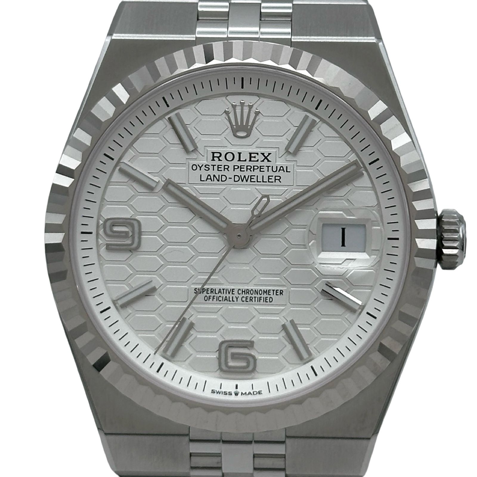 ロレックス ROLEX ランドドゥエラー 40 ハニカムモチーフ 127334 シルバー ホワイトゴールド/ステンレススチール　 自動巻き メンズ 腕時計