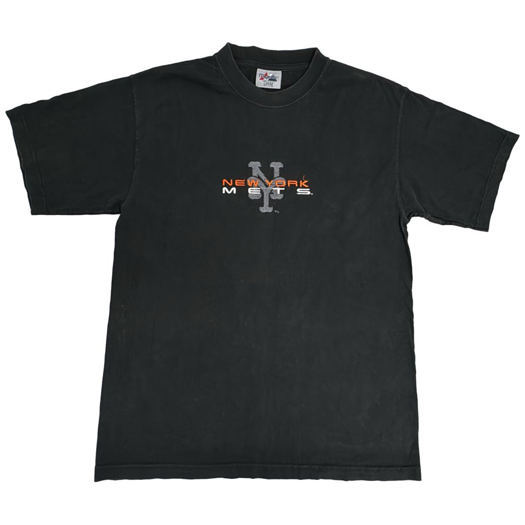 Majestic マジェスティック MLB ニューヨーク・メッツ 半袖Ｔシャツ プロチーム メジャーリーグ ブラック(メンズ L)中古 古着 Y1305