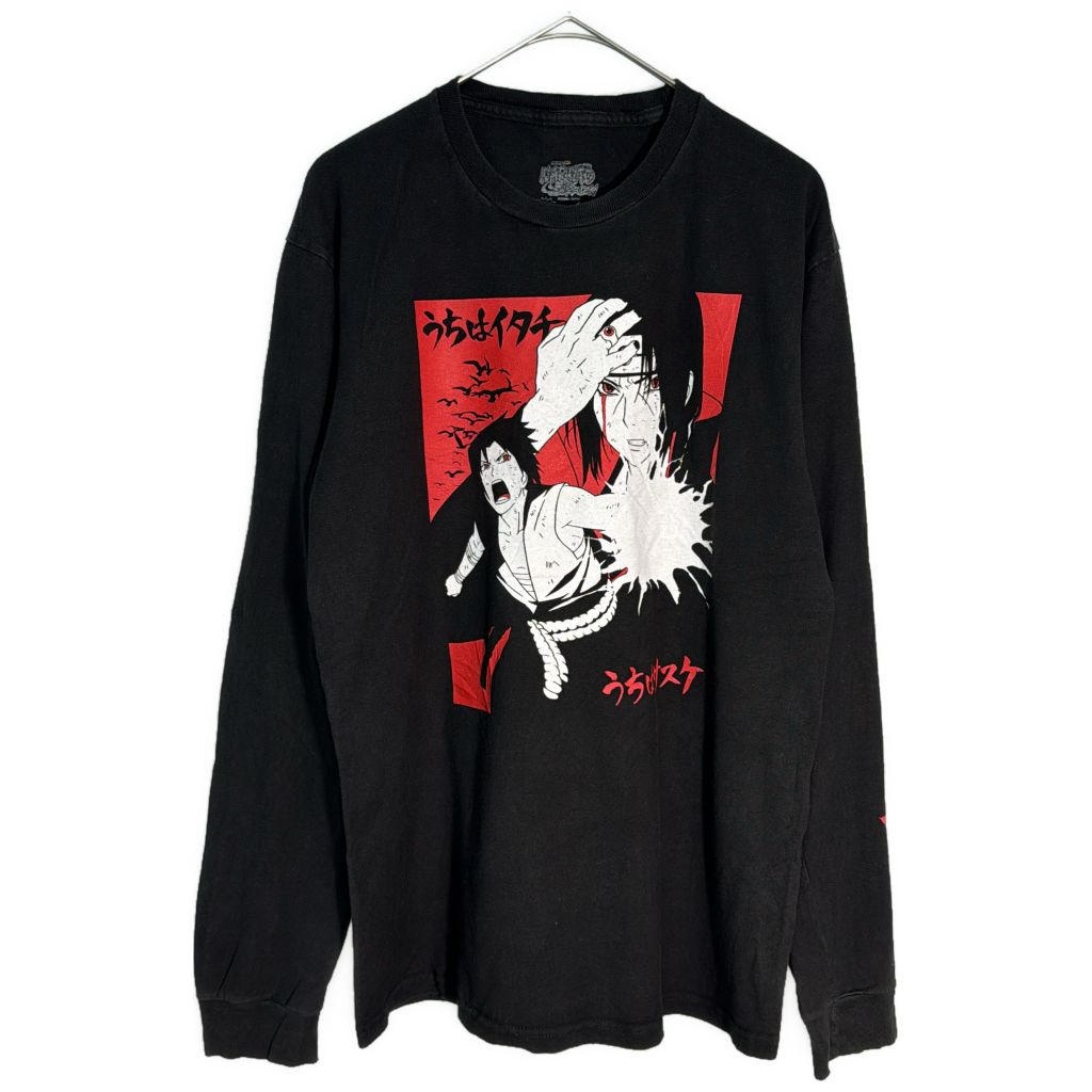 NARUTO Shippuden ナルト疾風伝 うちはサスケ 長袖Ｔシャツ キャラクター ブラック(メンズ M)中古 古着 Y1320