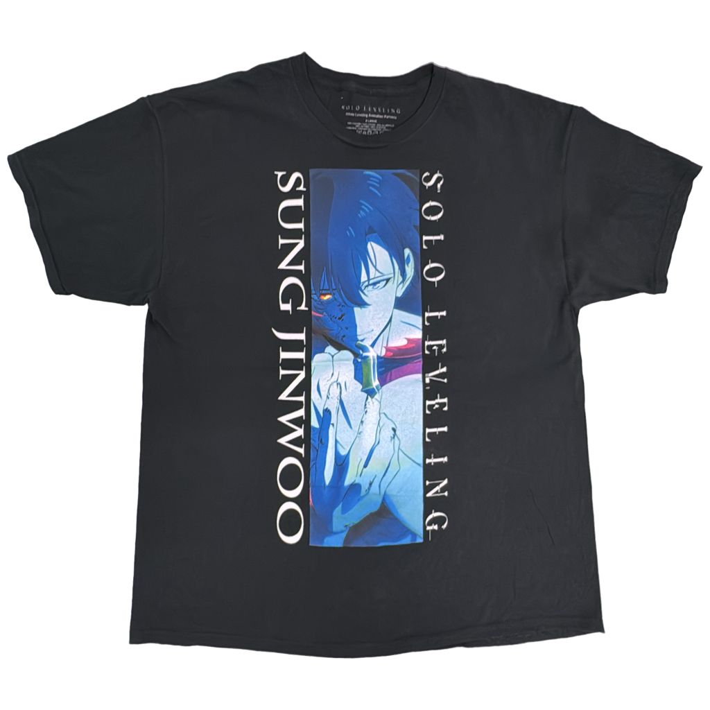 俺だけレベルアップな件 アニメＴシャツ ブラック(メンズ X-LARGE)中古 古着 Y1327