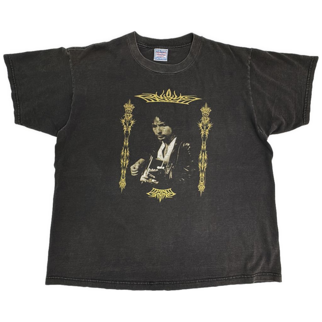 90年代 USA製 Bob Dylan ボブ・ディラン 半袖Ｔシャツ ミュージシャン ブラック(メンズ XL)中古 古着 Y1328