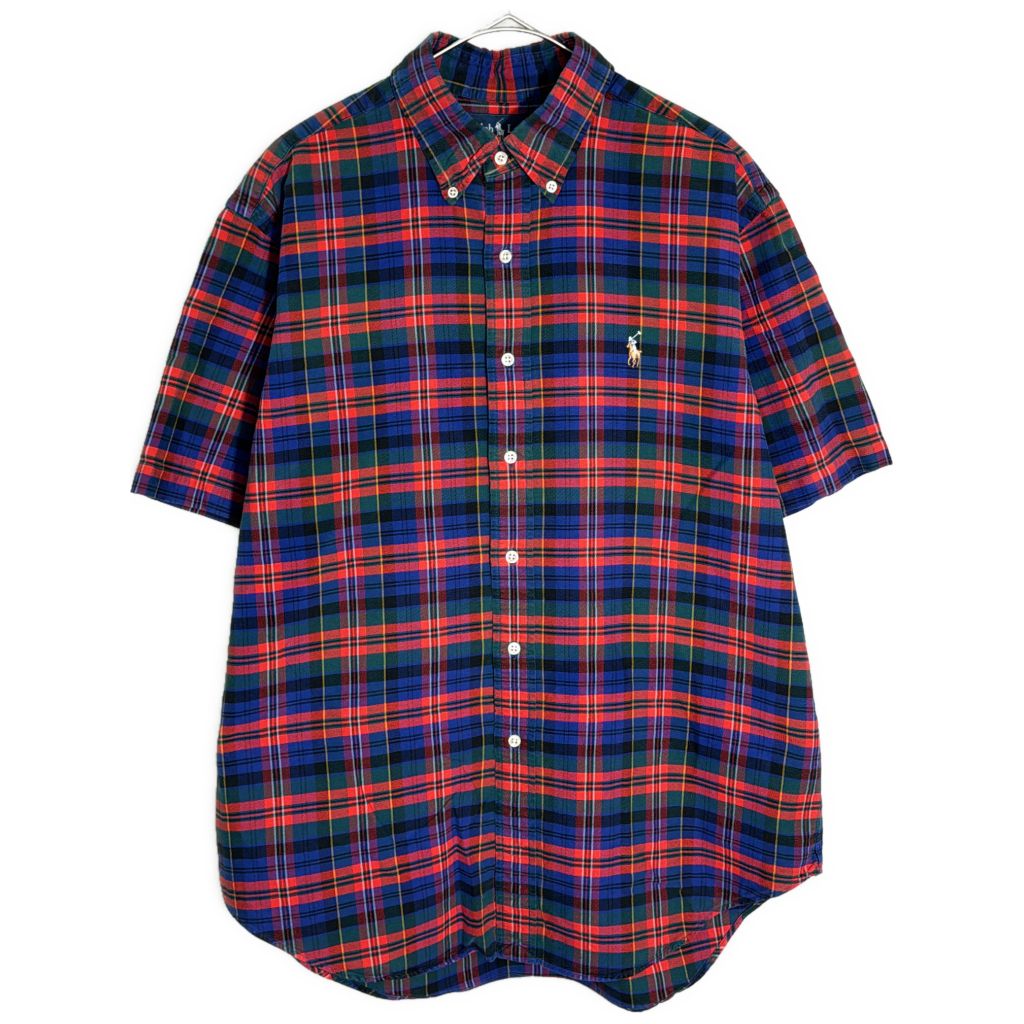 RALPH LAUREN ラルフローレン ボタンダウンシャツ チェック マルチカラー(メンズ L)中古 古着 Y1372