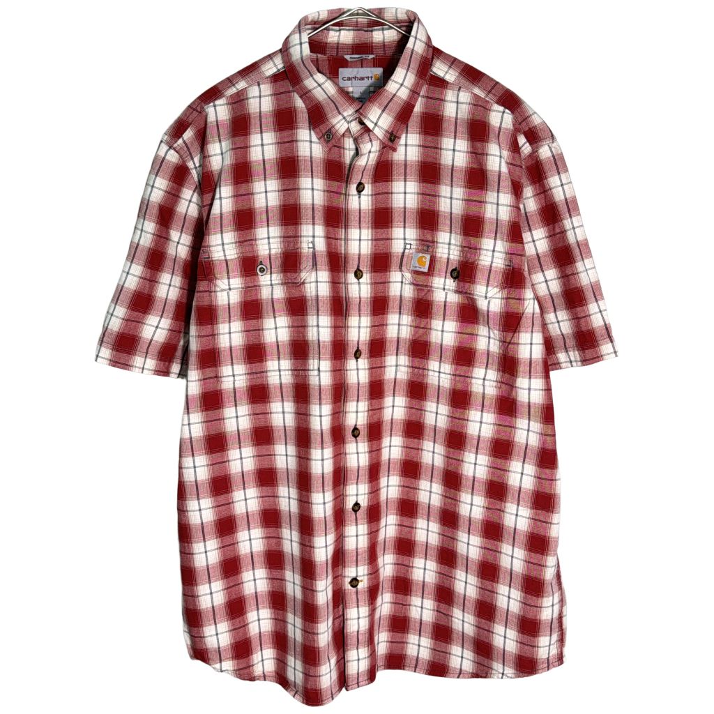 Carhartt カーハート ボタンダウンシャツ チェック レッド(メンズ L)中古 古着 Y1374