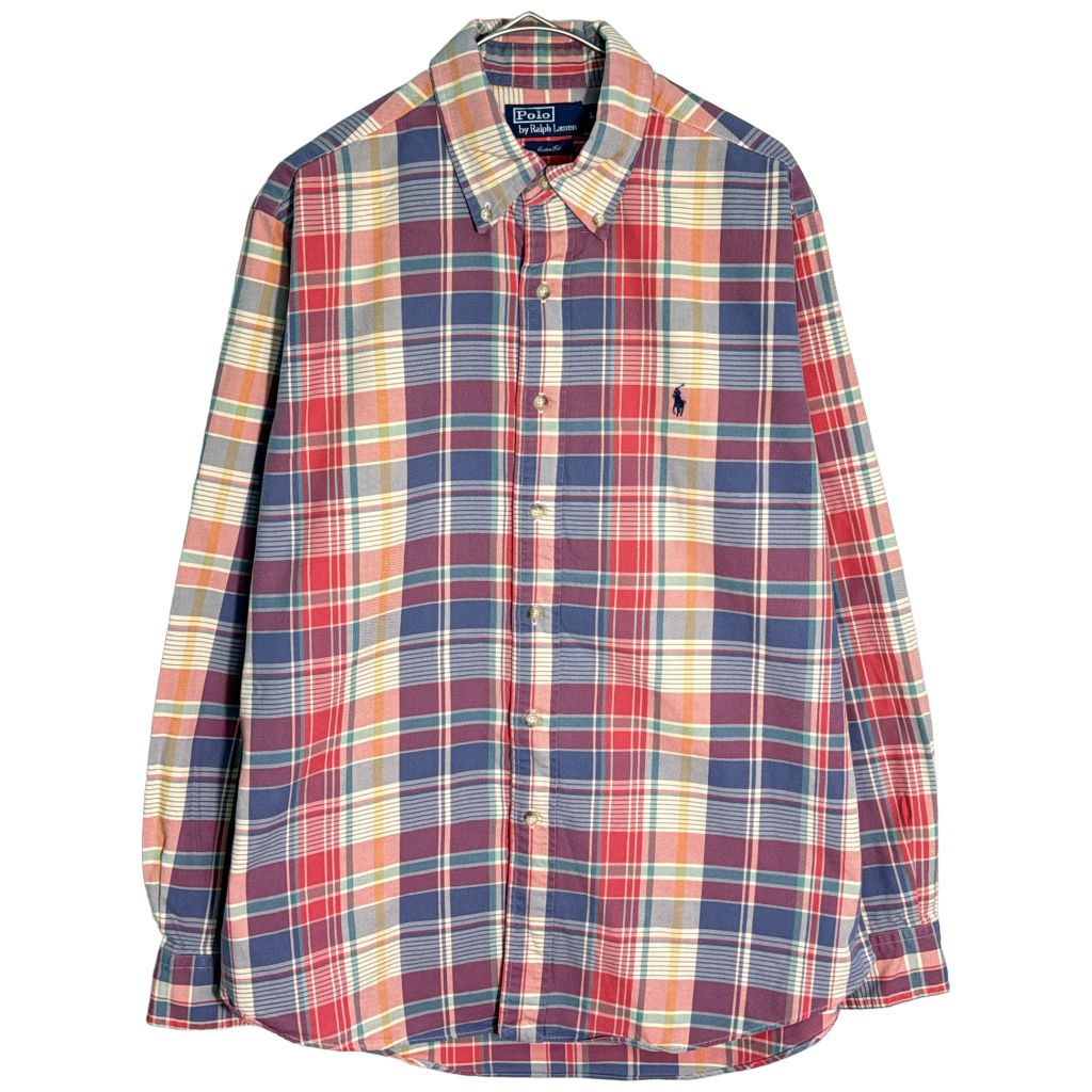 Polo by Ralph Lauren ポロ ラルフローレン ボタンダウン 長袖シャツ チェック マルチカラー(メンズ L)中古 古着 Y1383