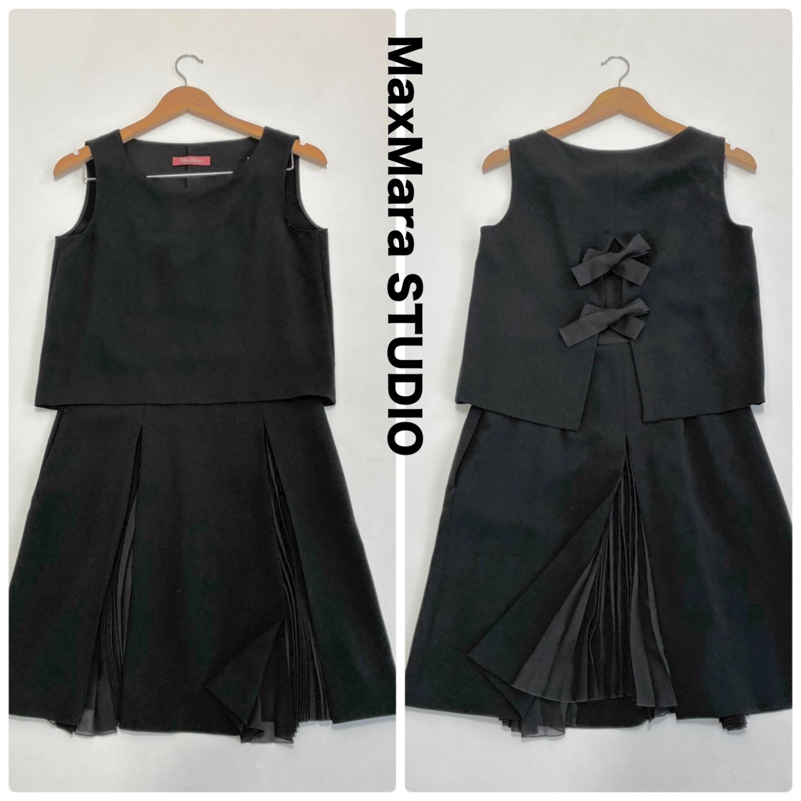 MaxMara STUDIO マックスマーラ☆ノースリーブボックスプリーツ 
