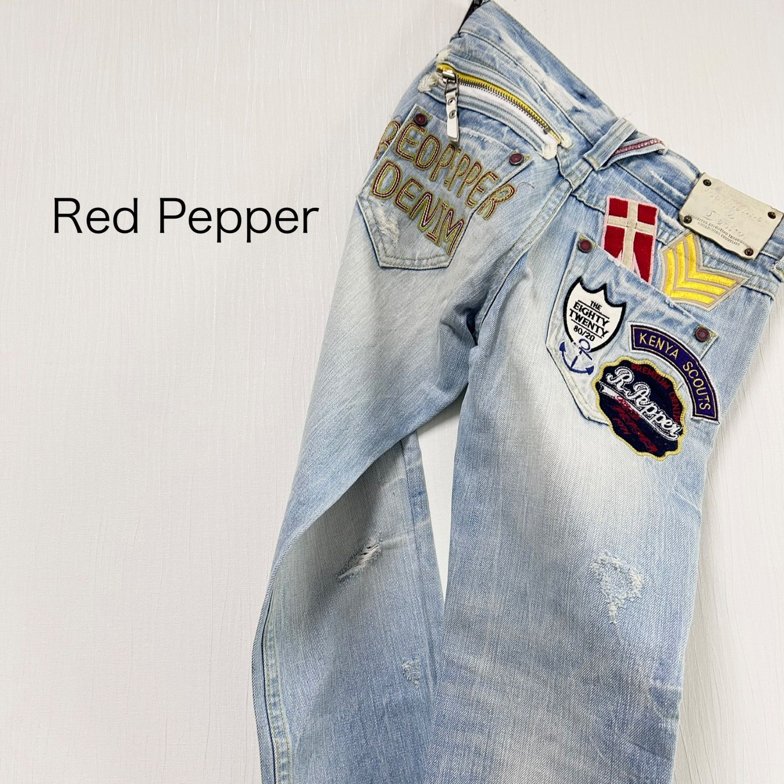 パッチワーク ストレート デニム 【Red Pepper】 - メルカリ