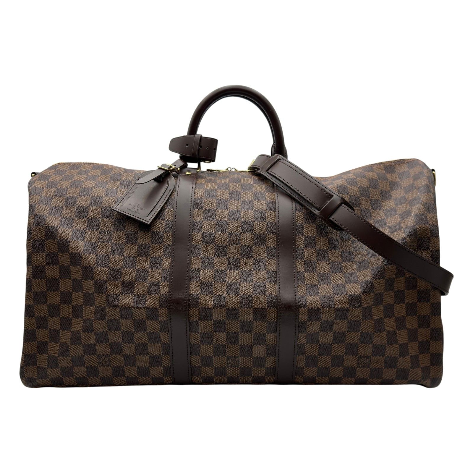 ルイ・ヴィトン LOUIS VUITTON キーポル・バンドリエール55 N41414 ブラウン ダミエ/レザー メンズ ボストンバッグ