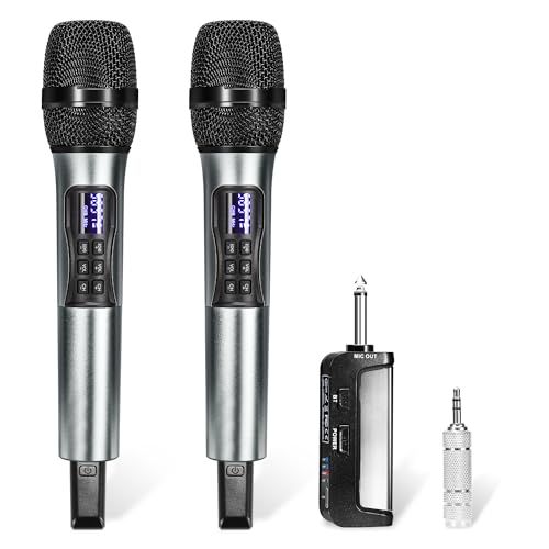 K380Sワイヤレスマイク カラオケ 無線マイク 充電式ダイナミックマイク UHF 10チャンネル 技適認証済 ハンドヘルドマイク 6.35mmレシーバ付き 複数台同時使用 日本語取扱書付き 会議 カラオケマイク ホームパーティーに大活躍【2 5f795046