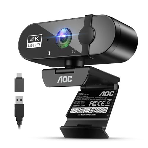 AOC 4K Webカメラ ウェブカメラマイク付き 【 99°広角 USB即挿即用 】usbカメラ webcam プライバシーカバー ノイズキャンセル 自動光線補正 会議用Webカメラ Streaming & Zoom 対応 パソコン カメラ 2defdc9d