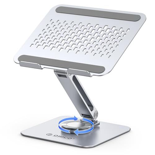 ORICO ノートパソコンスタンド 360°回転 エルゴノミクス設計 耐荷重約5kg アルミ合金製 ノートpc スタンド 放熱設計 折りたたみ式 ラップトップスタンド 省スペース 高さ・角度調整 滑り止めゴム 学習用 在宅ワークMacBook d2ca2d51