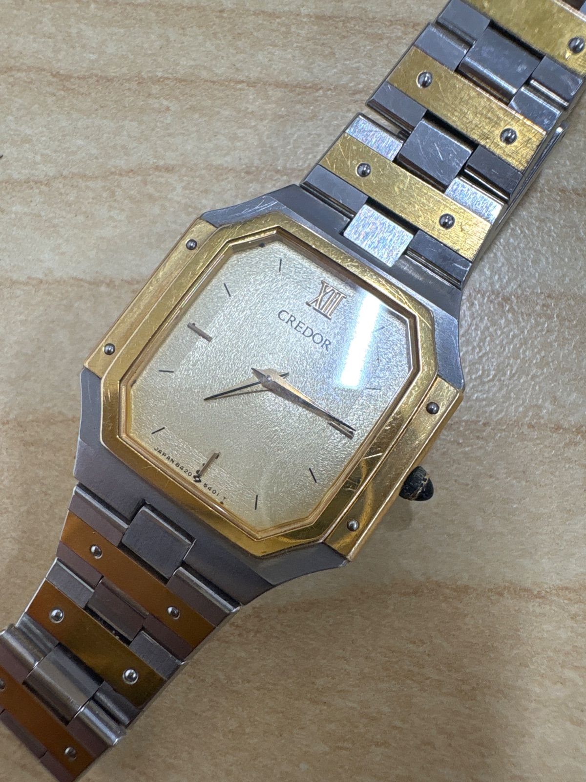 セイコークレドール 8420-5360 18KT MIDDLE 14KT BEZEL コンビ シルバーゴールド