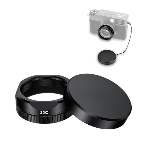 JJC Fujifilm X-half用レンズフード + レンズキャップ 富士フイルム X ハーフ X-HF1 対応 F-XHFUVフィルターと併用可能 つや消し表面 反射防止 レンズ保護 紛失防止ストラップ付き ブラックe 1689b505