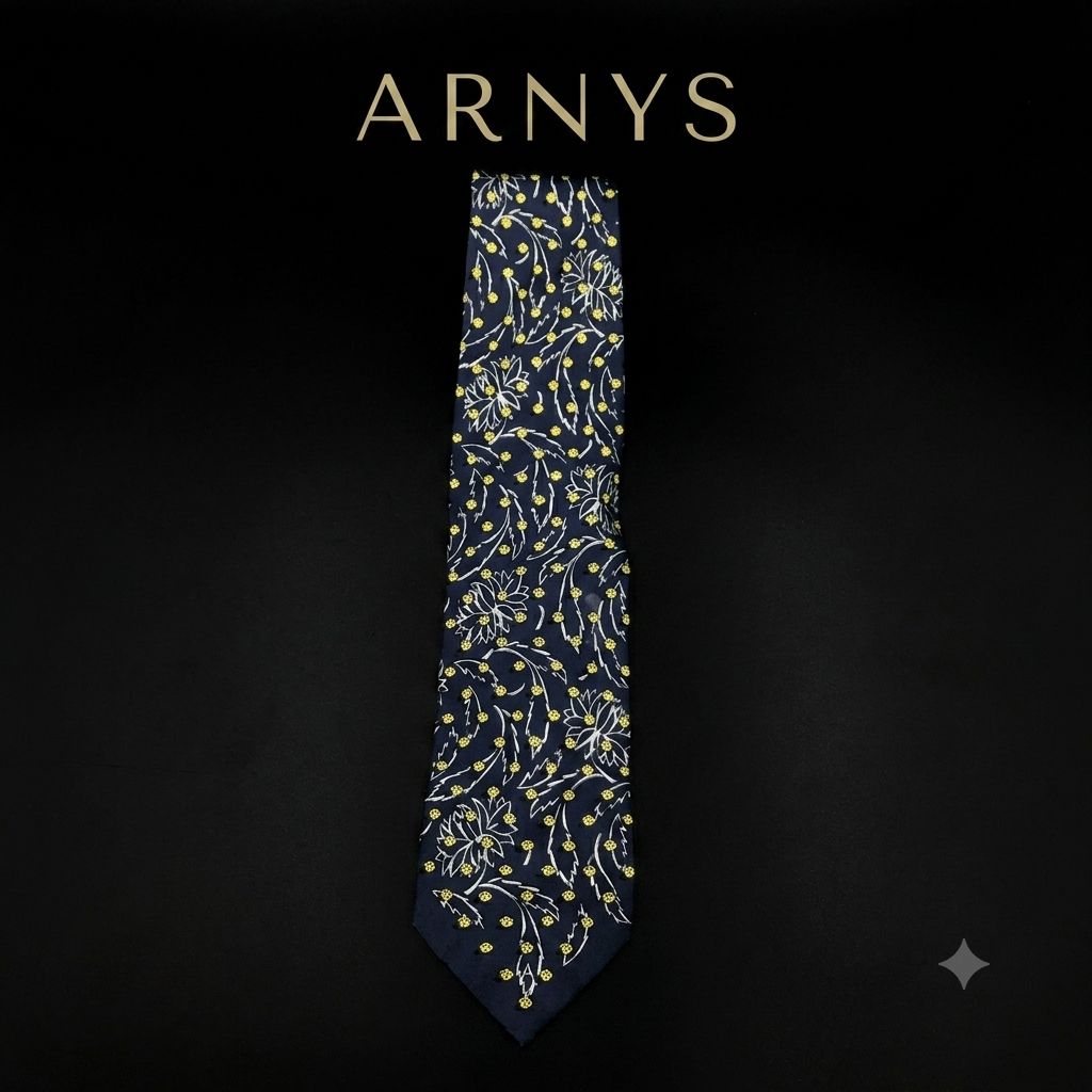 ARNYS PARIS ネクタイ 高級シルク アルニス 総柄 植物 葉 てんとう虫