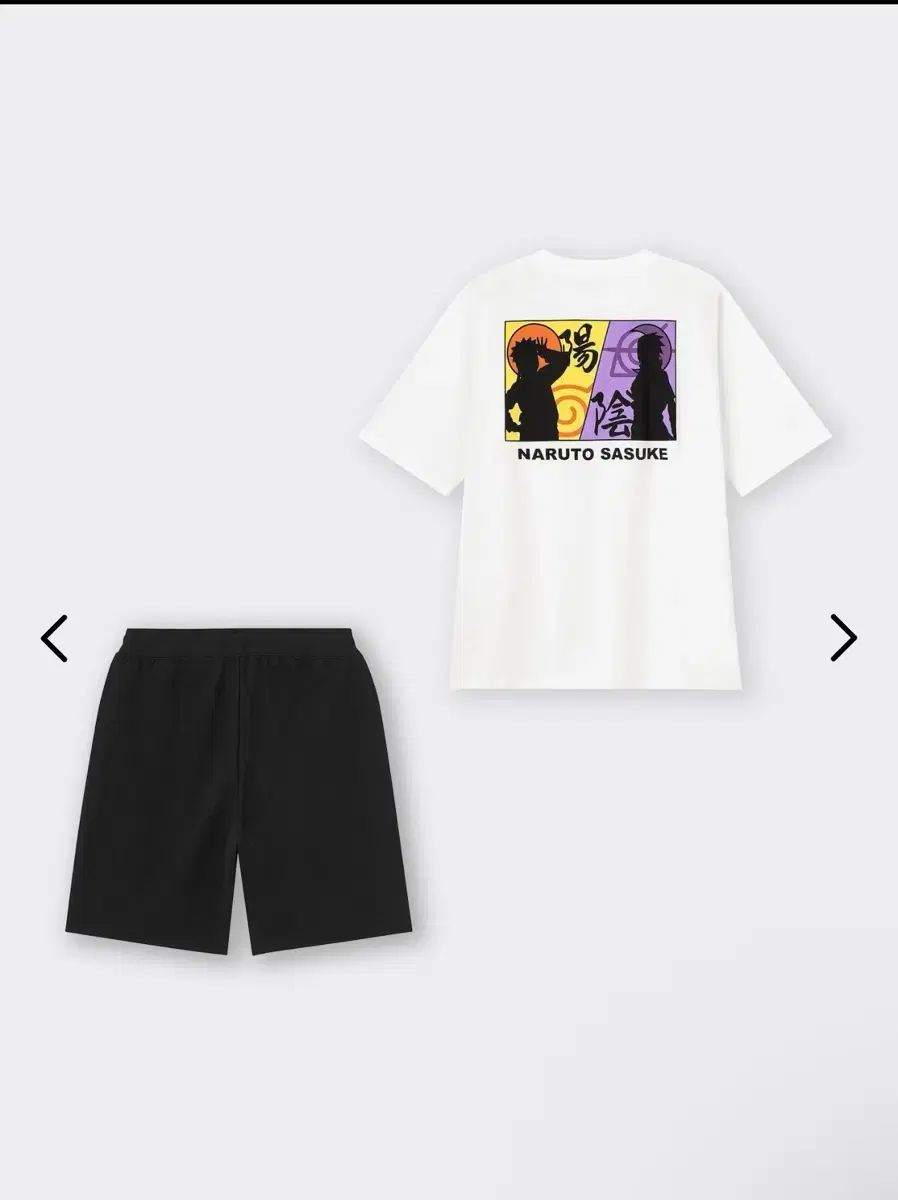 GU NARUTO -ナルト- うちは サスケ 半袖 Tシャツ + ハーフパンツ セット 3XL (新品)