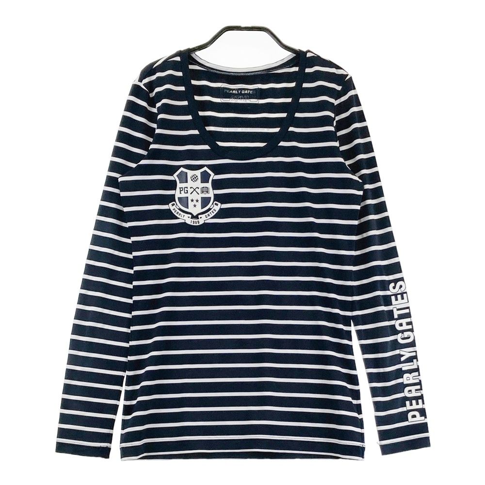サイズ： PEARLY GATES パーリーゲイツ 長袖インナーTシャツ ボーダー柄 ネイビー系 [240101692889] ゴルフウェア レディース ストスト