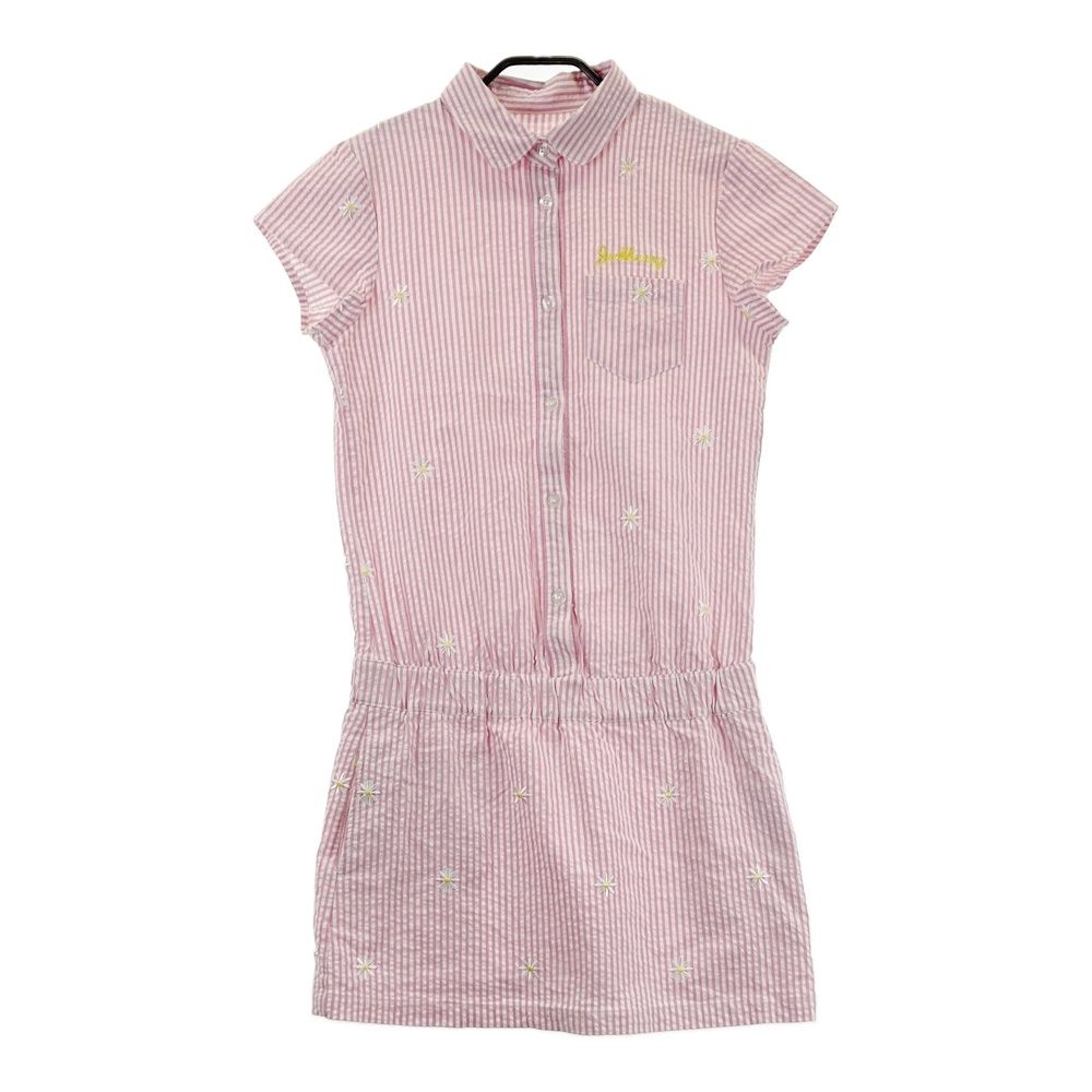 サイズ：1 JACK BUNNY ジャックバニー 半袖ワンピース シアサッカー 花×ストライプ柄 ピンク系 [240101693239] ゴルフウェア レディース ストスト
