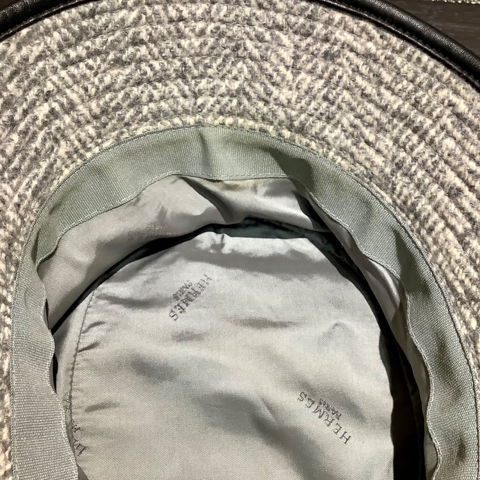 モッチ エルメス MOTSCH HERMES カシミヤ ツイード レザー ハット 帽子 