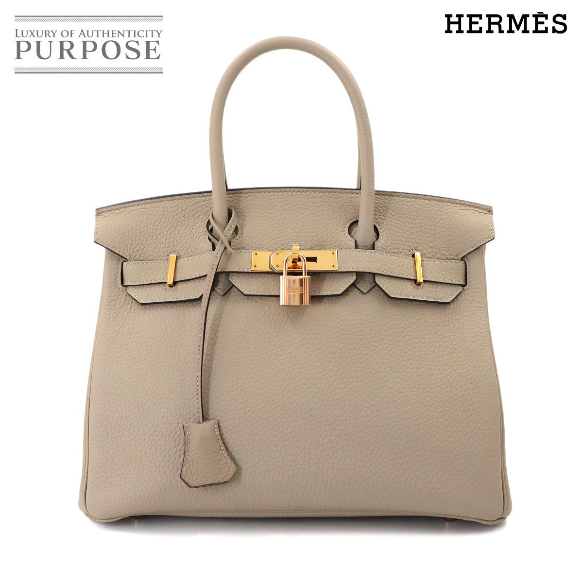 新品同様 エルメス HERMES バーキン30 トゴ トゥルティエールグレー ハンド バッグ C刻印 ローズゴールド 金具 Birkin 90302896