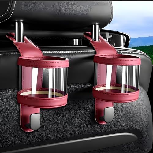 カーシートフック 車内シートバックフック 収納フック 多機能ウォーターカップラック携帯スタンド 後部フック収納ケース 超強荷重 取付便利 自動車用品車載フック レッド2個★ 7eeaa0a2