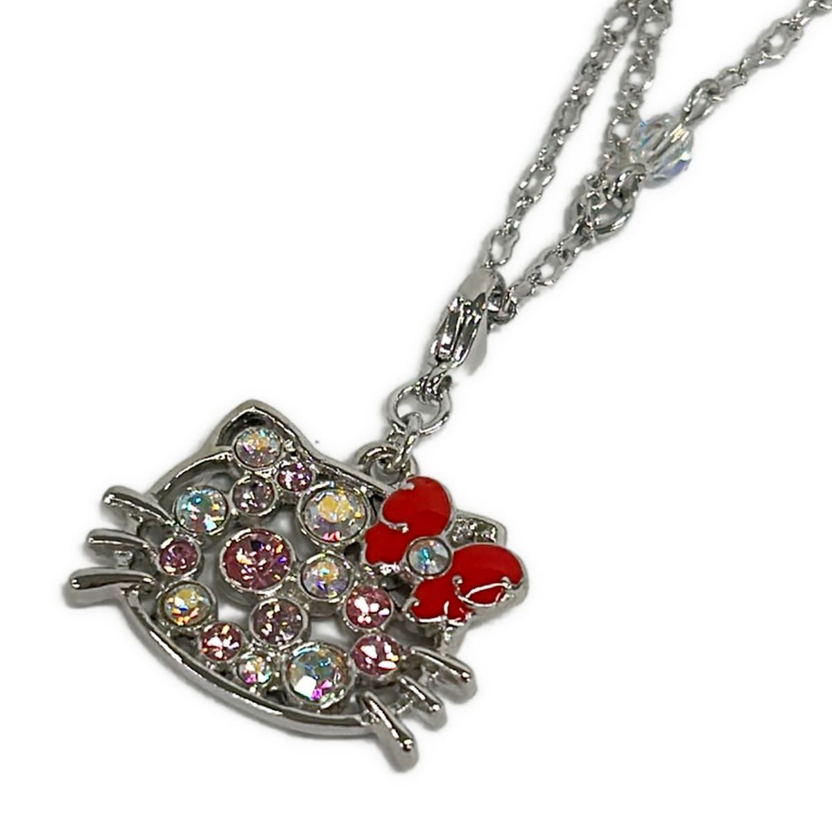 ANNA SUI(アナスイ) ネックレス美品 - シルバー×クリア×マルチ ハローキティ/Sanrioコラボ