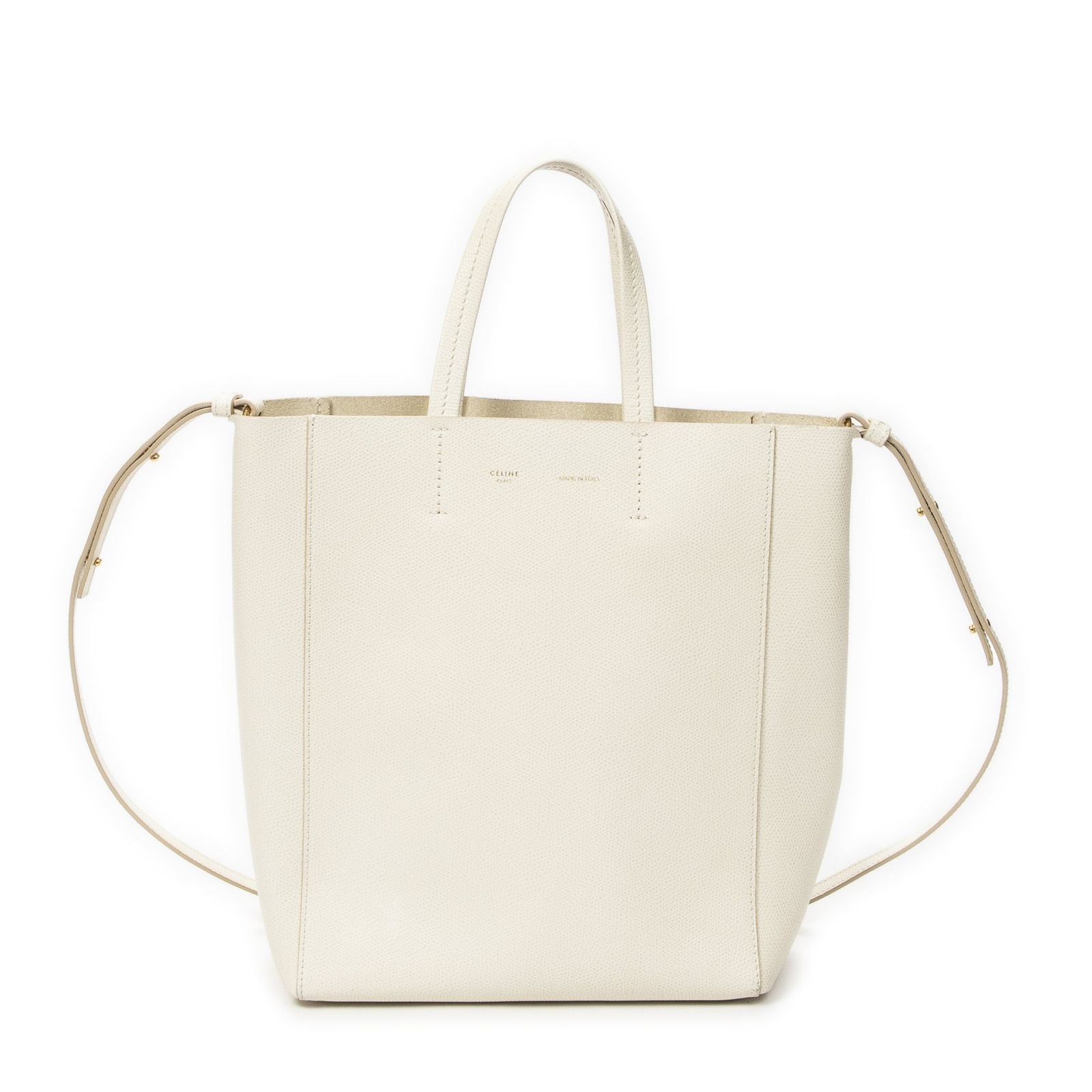 [中古] CELINE セリーヌスモール バーティカル カバ トート白グレインカーフスキンレザーA