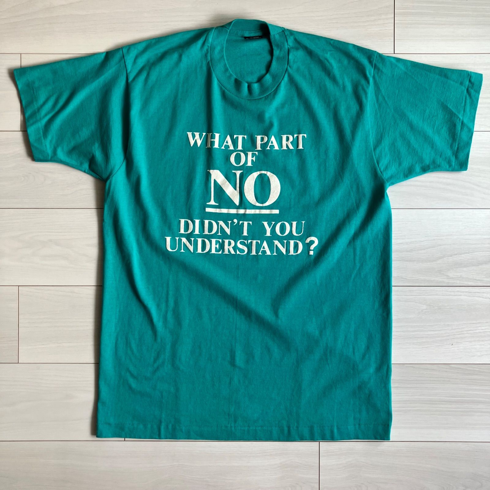 美品 レアカラー 90s 山田蓮 THIS MAN ジョーク Tee Tシャツ XL グリーン WHAT PART OF NO DIDN'T YOU UNDERSTAND? Vintage 古着