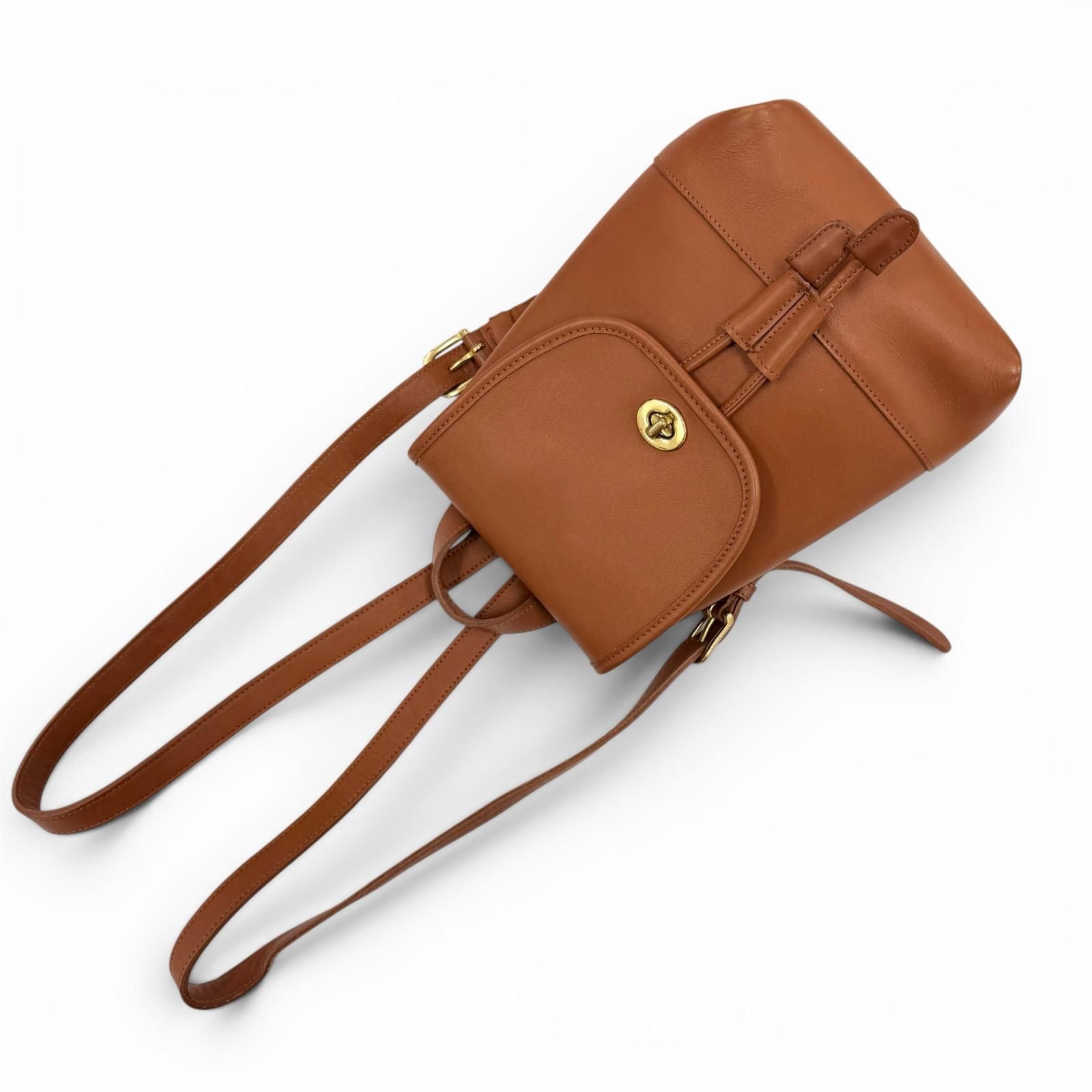 VINTAGE COACH コーチ ロゴ チャーム レザー リュック ブラウン 