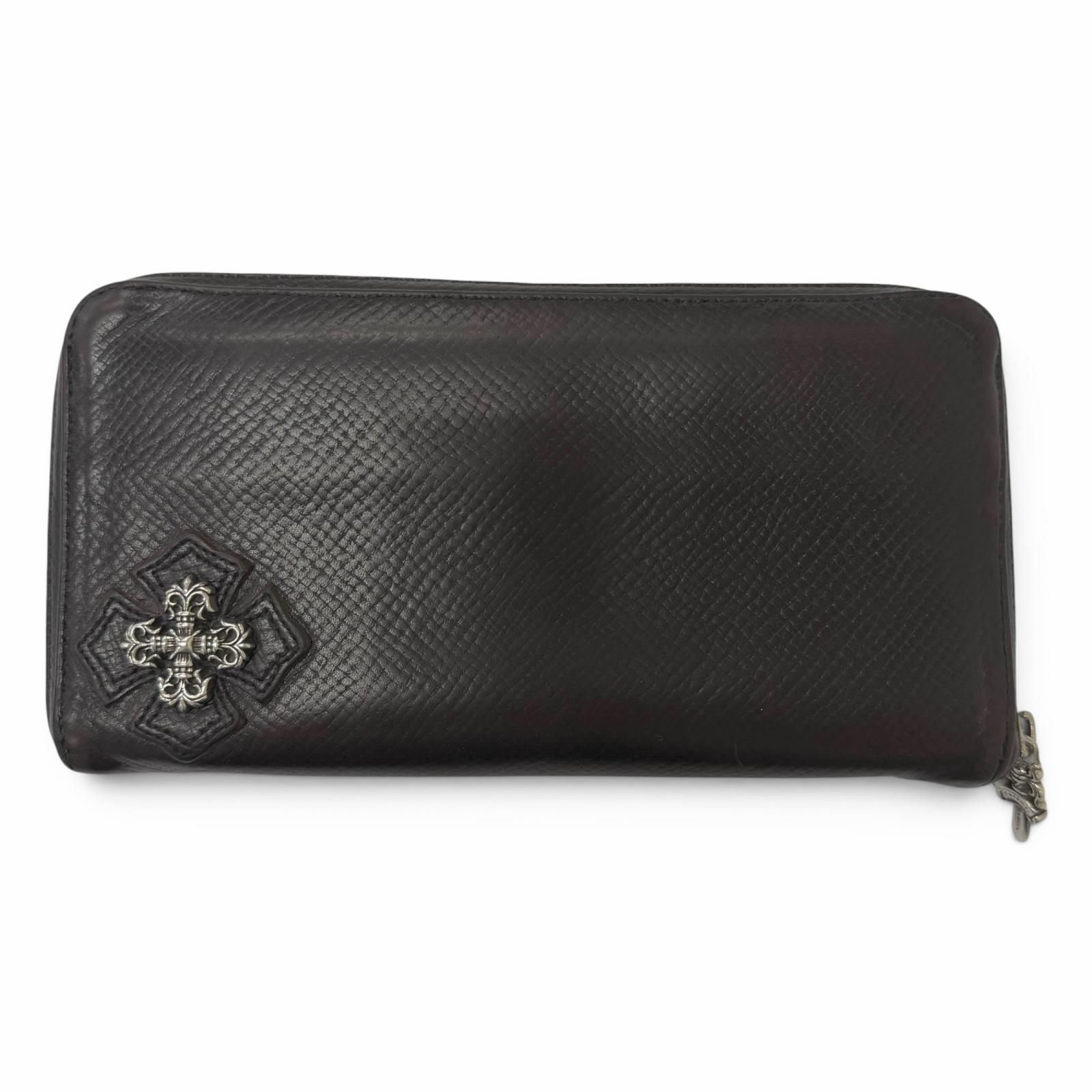 良品□CHROME HEARTS クロムハーツ REC F ZIP レザー フィリグリープラス ダガージップ ロングウォレット 長財布 ダークブラウン シルバー メンズ