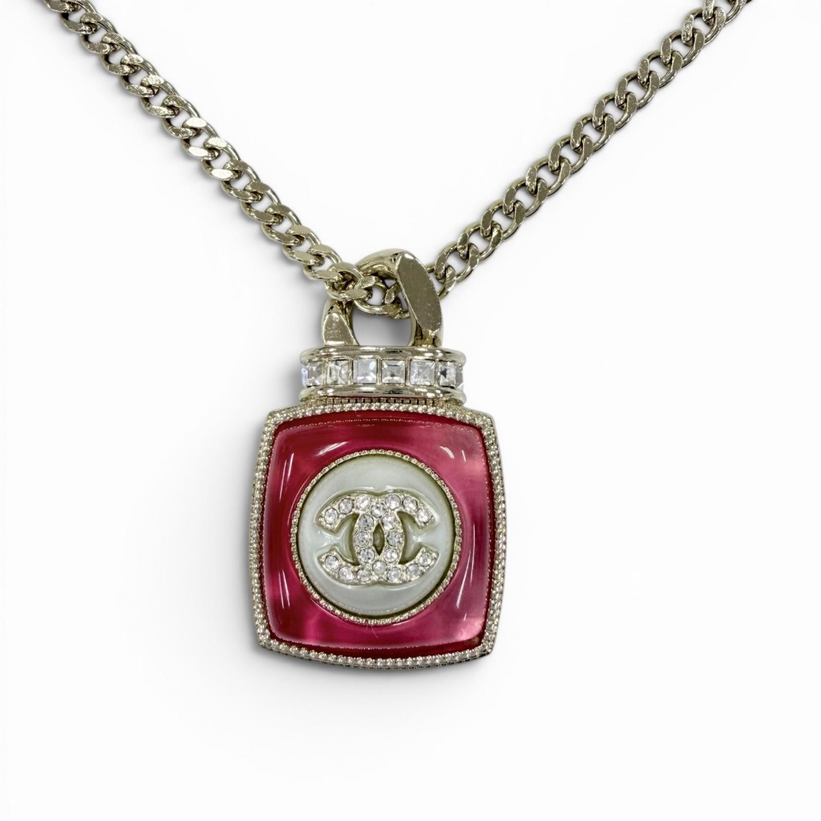 極美品☆CHANEL シャネル A22C ココマーク ラインストーン 香水モチーフ ペンダント ネックレス ゴールド ピンク フランス製 レディース 59,040円