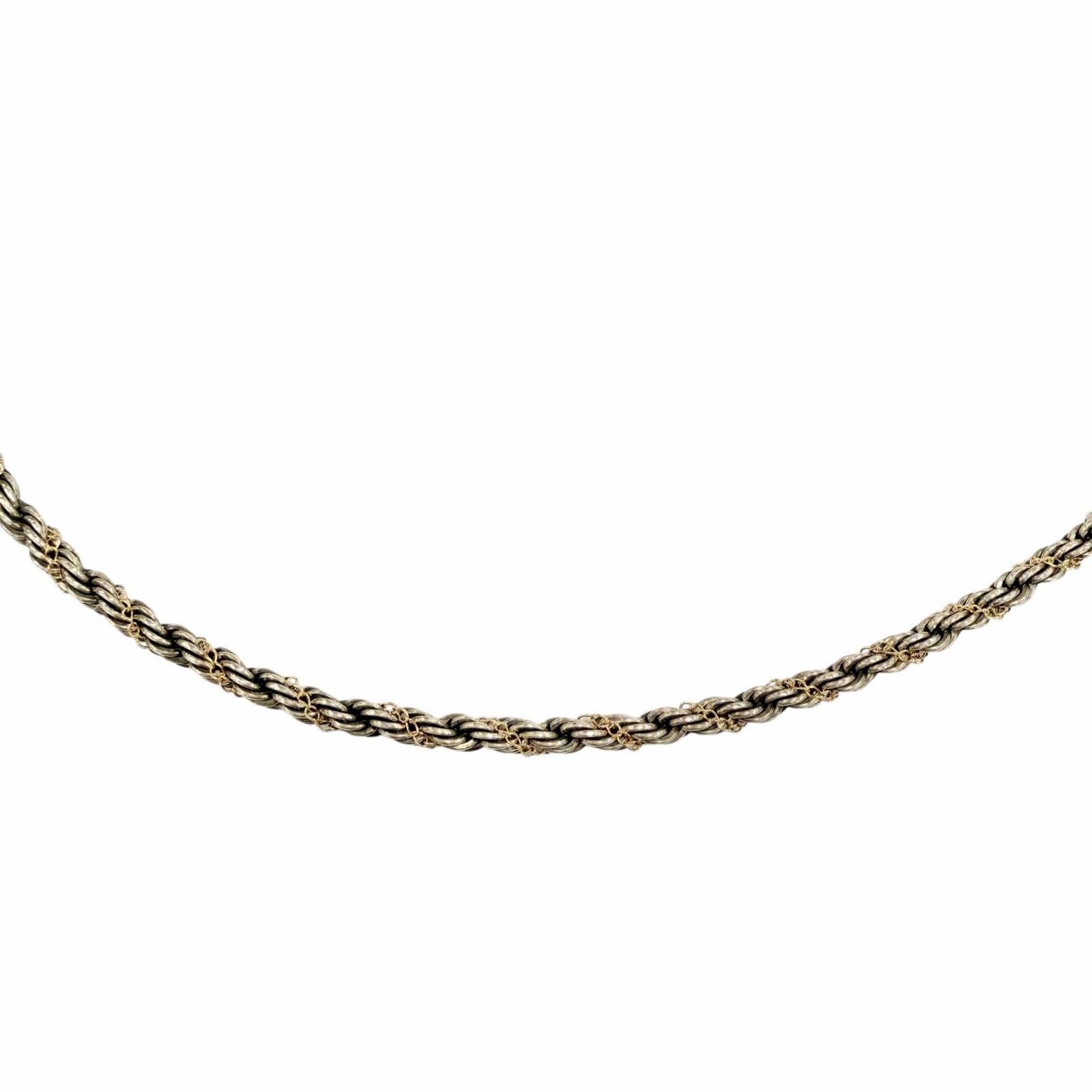 美品◇TIFFANY&Co. ティファニー 925 14K コンビ スクリューチェーン ツイスト ロープ ネックレス シルバー ゴールド 重量15.04g レディース