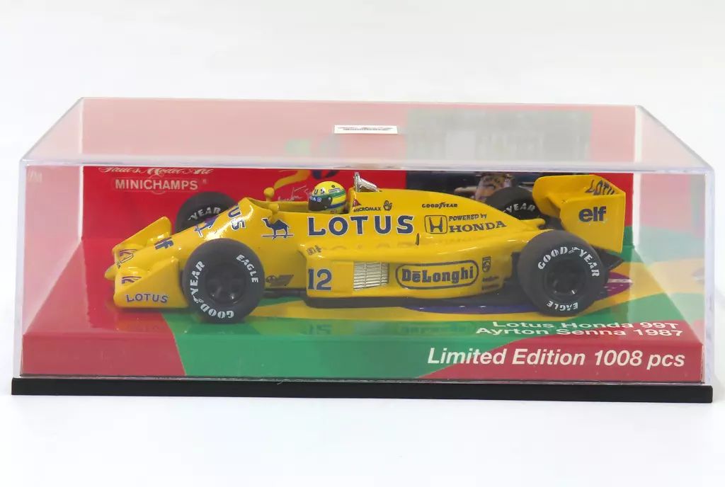 【中古】ミニカー 1/43 ロータス・ホンダ 99T セナ生誕50年記念パッケージ DeLonghi #12(イエロー) レーシングギア別注 [413870012]