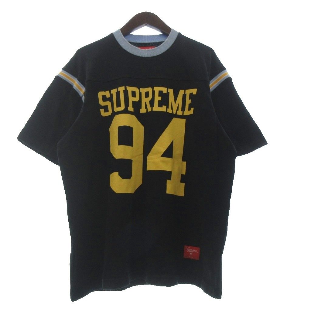 シュプリーム SUPREME SPLIT S/S FOOTBALL TOP Tシャツ 半袖 ロゴ コットン 黒 ブラック M
