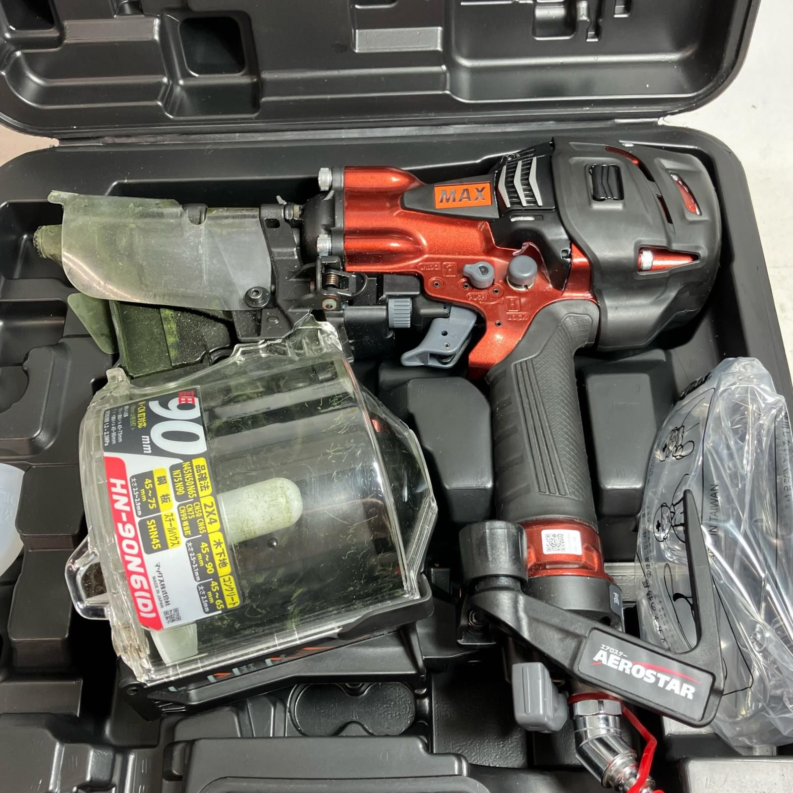 MAX マックス エア釘打ち HN-90N6(D) ブラック 程度AB ケース付 高圧 25523062F