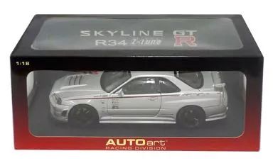 【中古】ミニカー 1/18 NISSAN SKYLINE R34 GTR NISMO Z-tune VERSION BRIDGESTONE(シルバー) 「RASING DIVISION」 [80180]