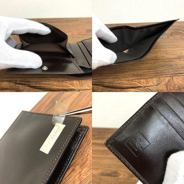 435 送料込み！ 未使用品 FENDI 二つ折り財布 31011 ダークブラウン